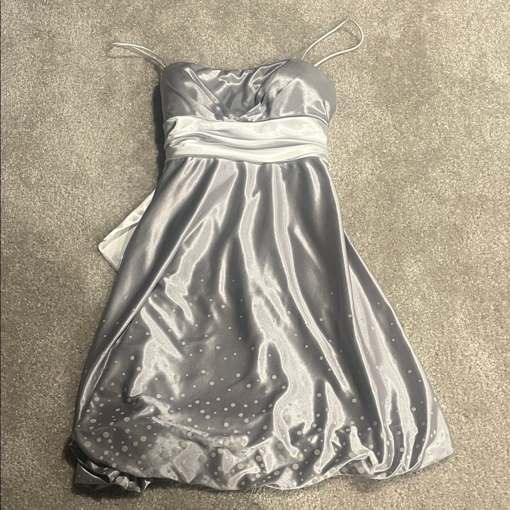 Shimmering Silver Strapless Dress